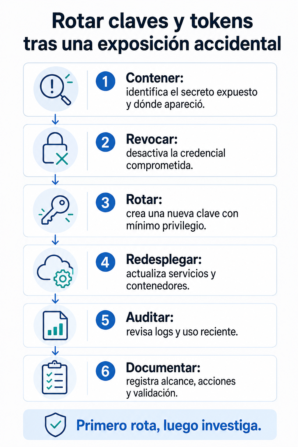 Aprende a Rotar claves y tokens después de una exposición accidental