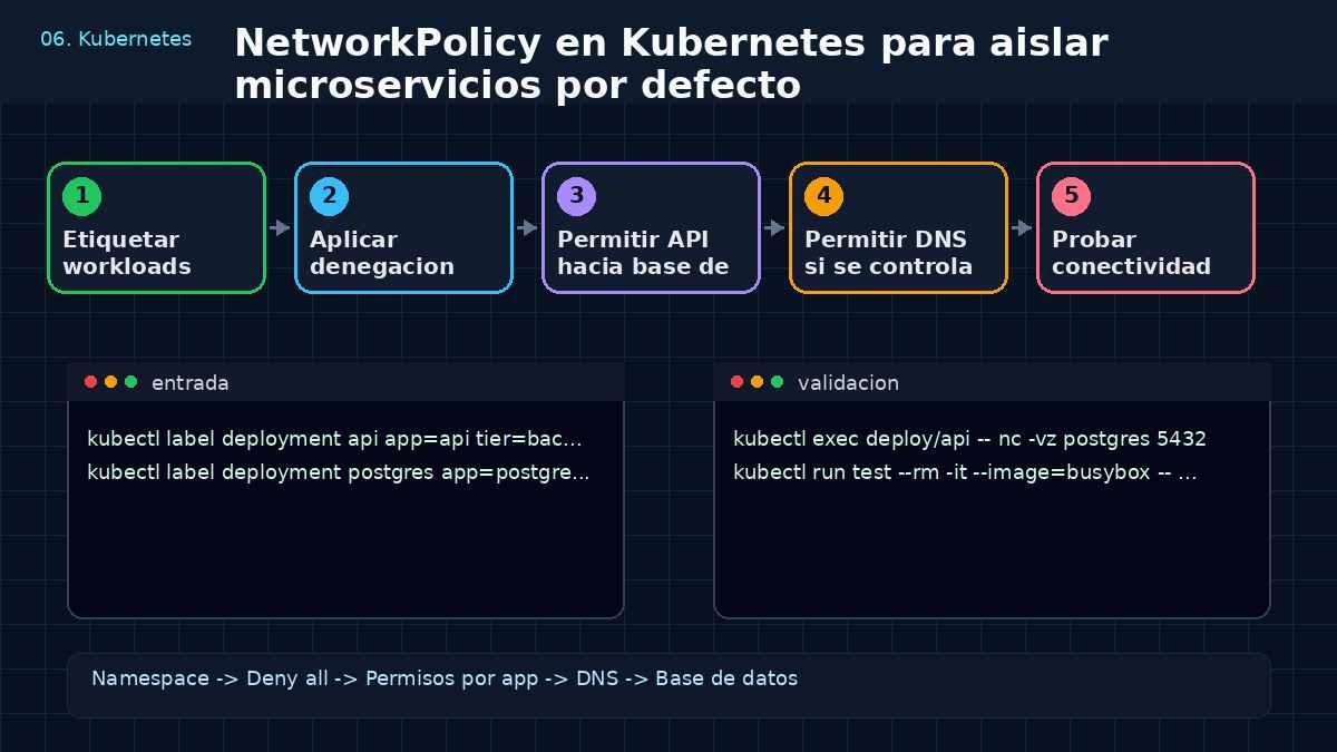 Aprende a crear  una NetworkPolicy en Kubernetes para aislar microservicios por defecto