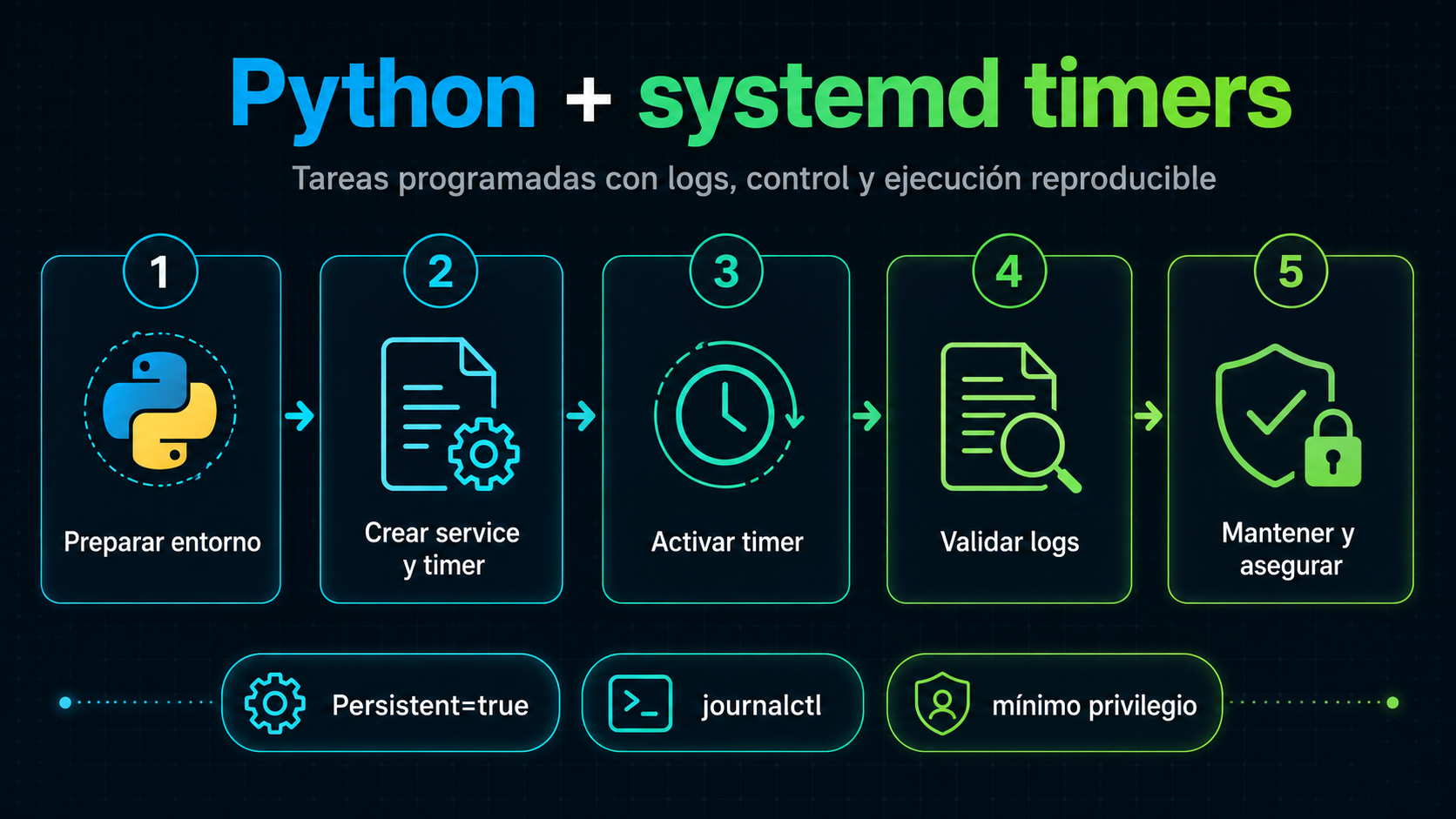 Aprende a Ejecutar tareas programadas Python con systemd timers en lugar de cron improvisado